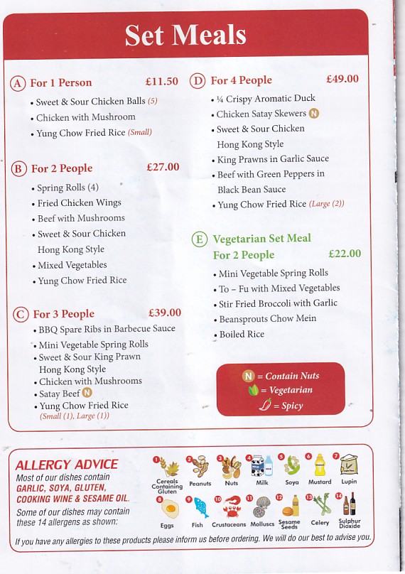 China House Menu Bow Street 