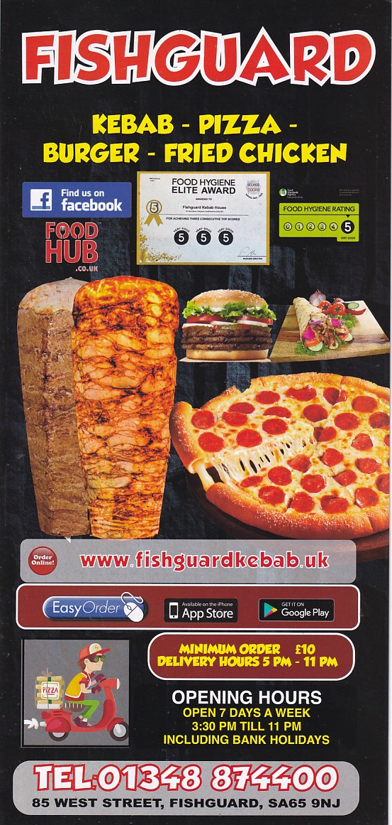 Menu of Fishguard Kebab Pizza